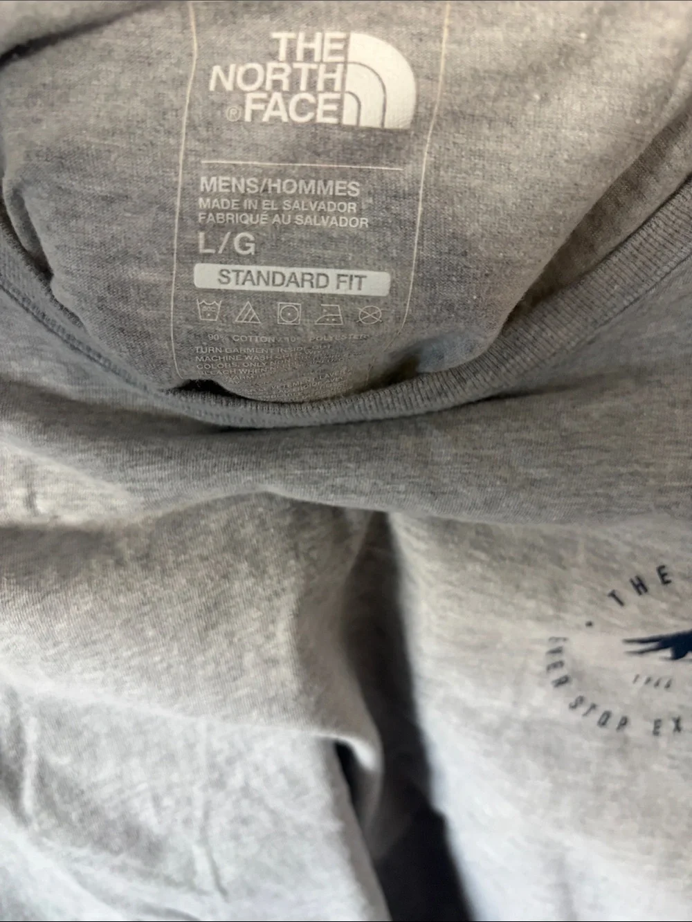 The North Face Heather Gray Short Sleeve Logo Tee with Navy Bear